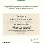 Diplôme Bachelor of Arts (2ème année ESC Rennes)