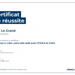 Certificat de réussite-Apprenez à créer votre site web avec HTML5 et CSS3