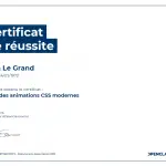 Certificat de réussite-Créez des animations CSS modernes