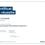 Certificat de réussite-Gérez votre projet informatique facilement